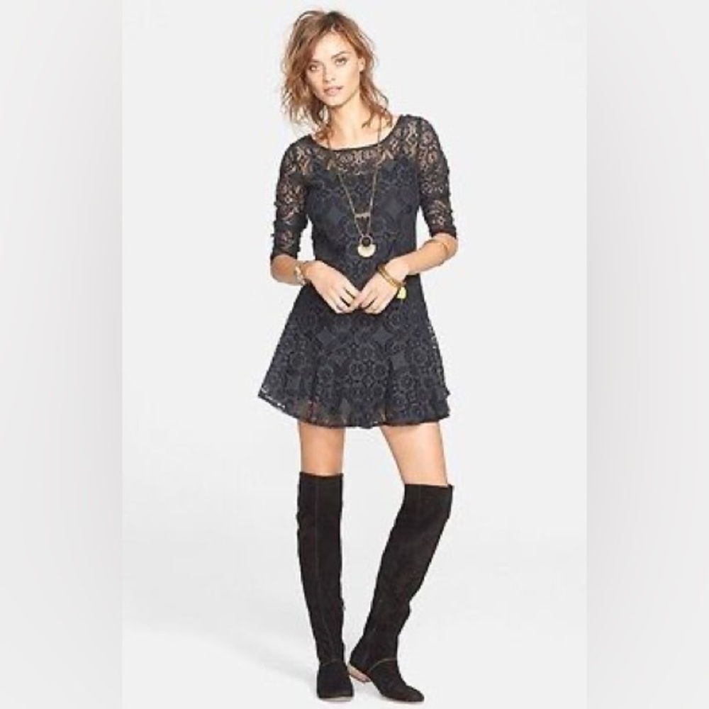 NWT Free People Black Lace Dress 4